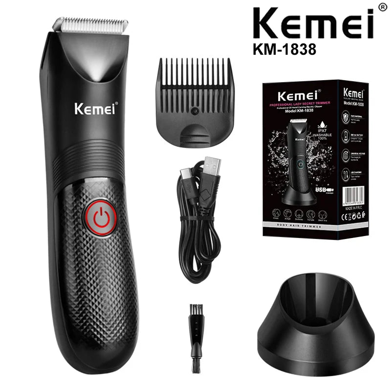 Kemei Professional Lady Secret Trimmer KM-1838, IPX7 Washable, Rechargeable