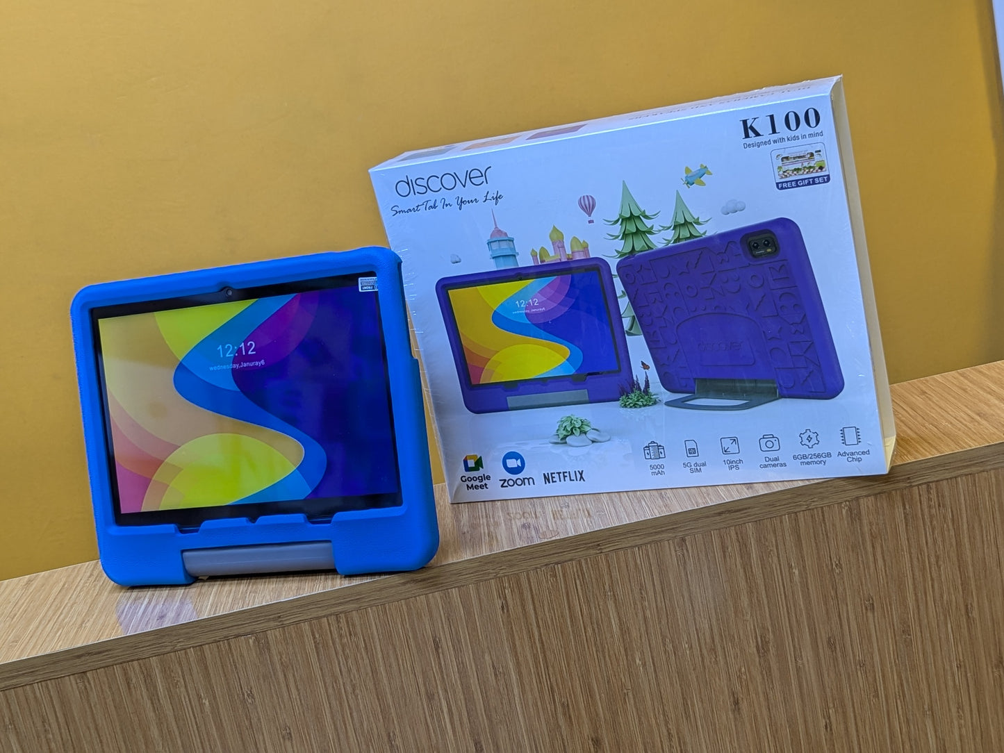 Discover Tablet K100  for Kids Ram 6gb Storage 256gb, Display Size 10 Inches, Dual Sim 5G, Battery Capacity 5000mAh