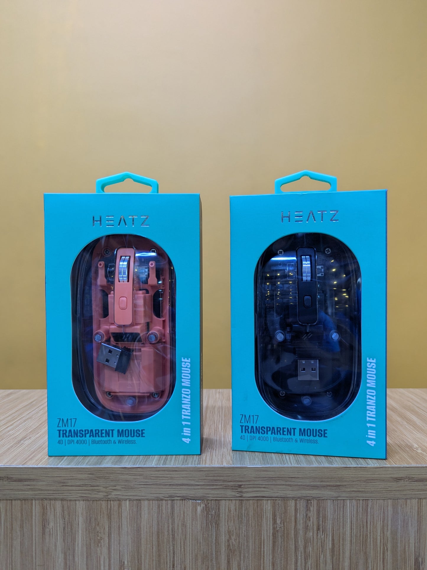 Transparent Mouse, Model zm 17, Bluetooth & Wireless, Brand HEATZ, Rechargeable Mouse, DPI 4000, 4D.