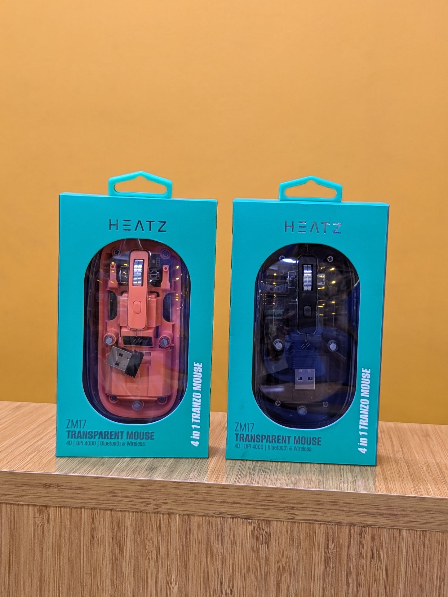 Transparent Mouse, Model zm 17, Bluetooth & Wireless, Brand HEATZ, Rechargeable Mouse, DPI 4000, 4D.