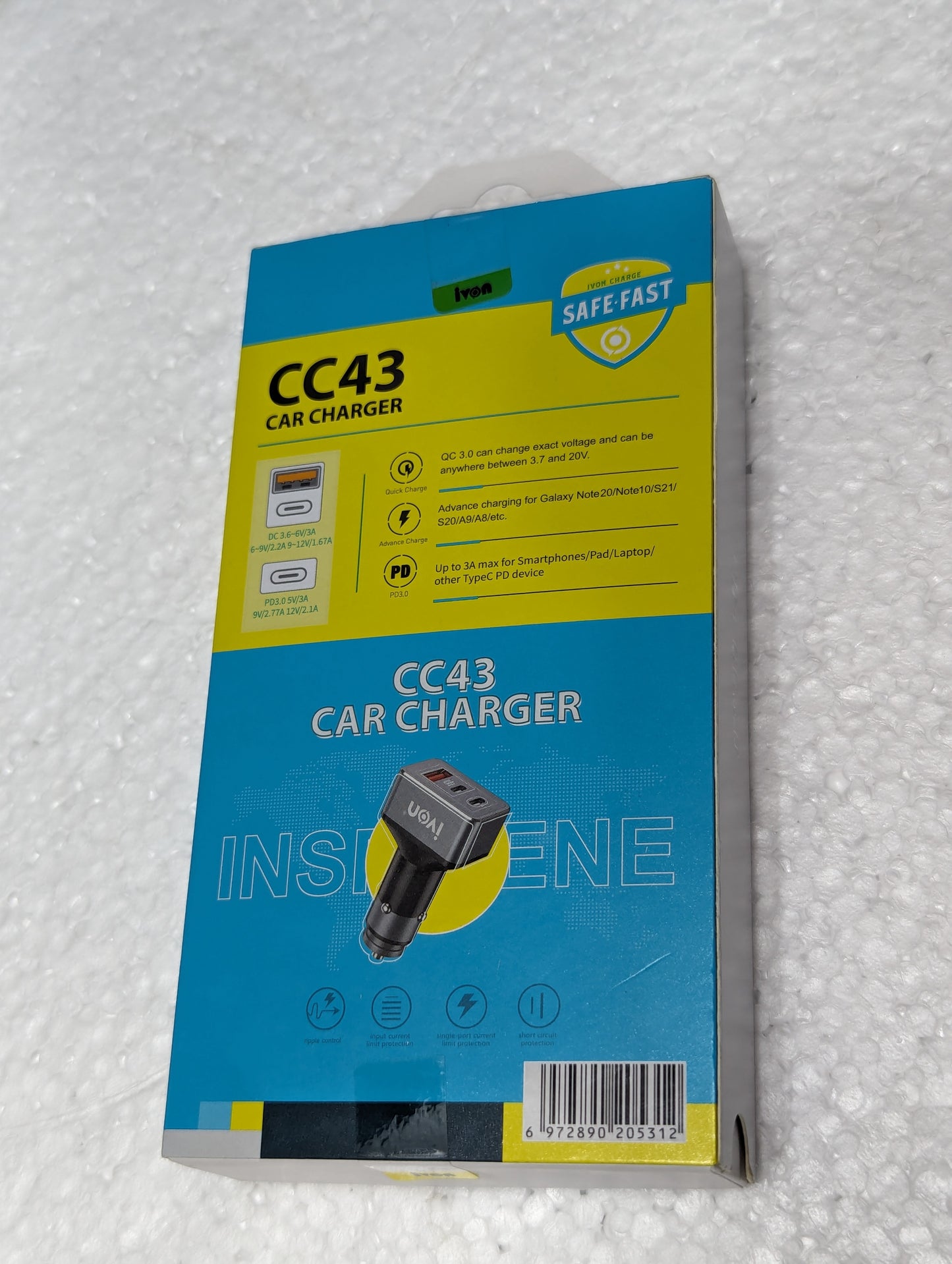 CC43 Car Fast Charger PD+QC3.0  (45W)