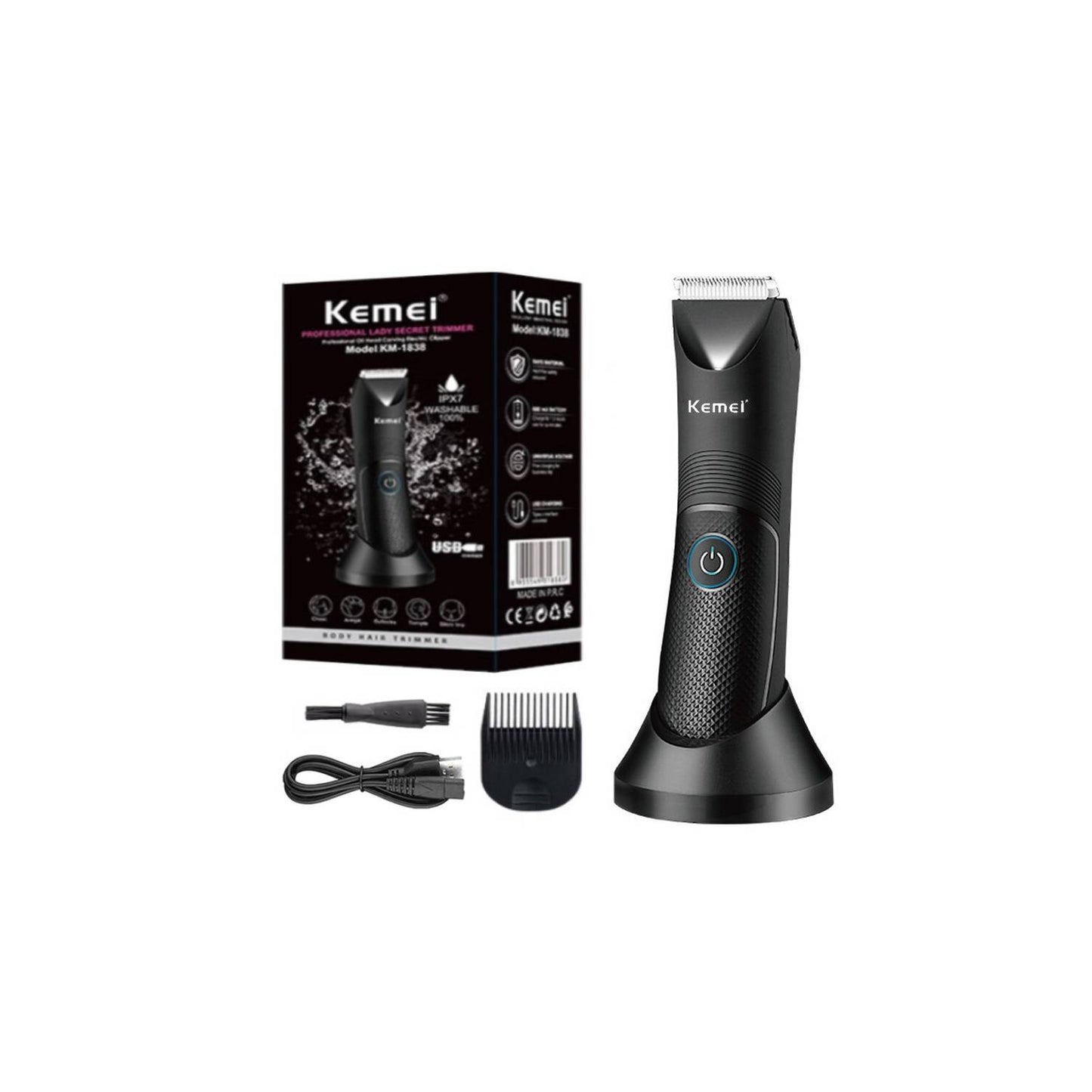 Kemei Professional Lady Secret Trimmer KM-1838, IPX7 Washable, Rechargeable